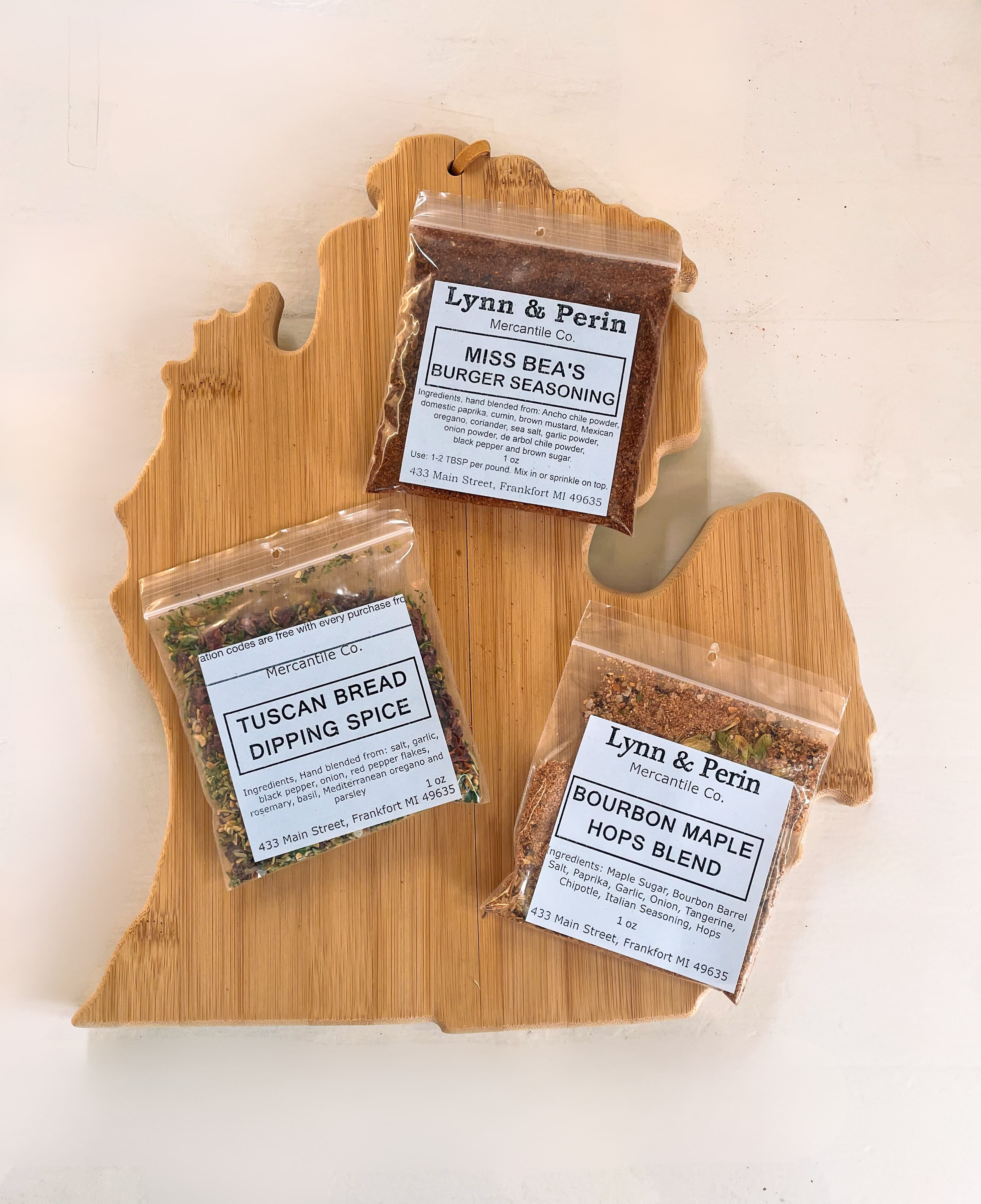 Small-batch spice blends and rubs from Frankfort Spice & Oil in Frankfort, Michigan